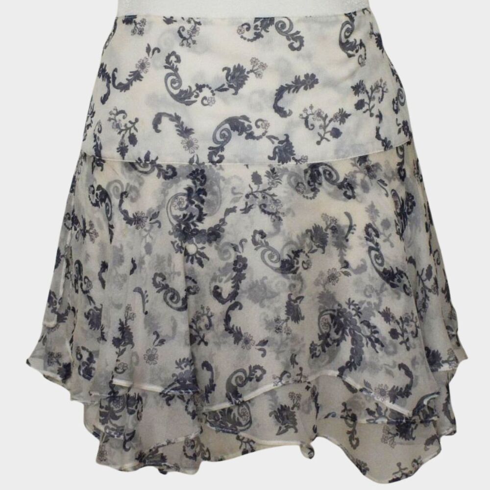 BELLUM %100 Silk Mini Fit & Flare Tiered Handkerchief Skirt Size 4